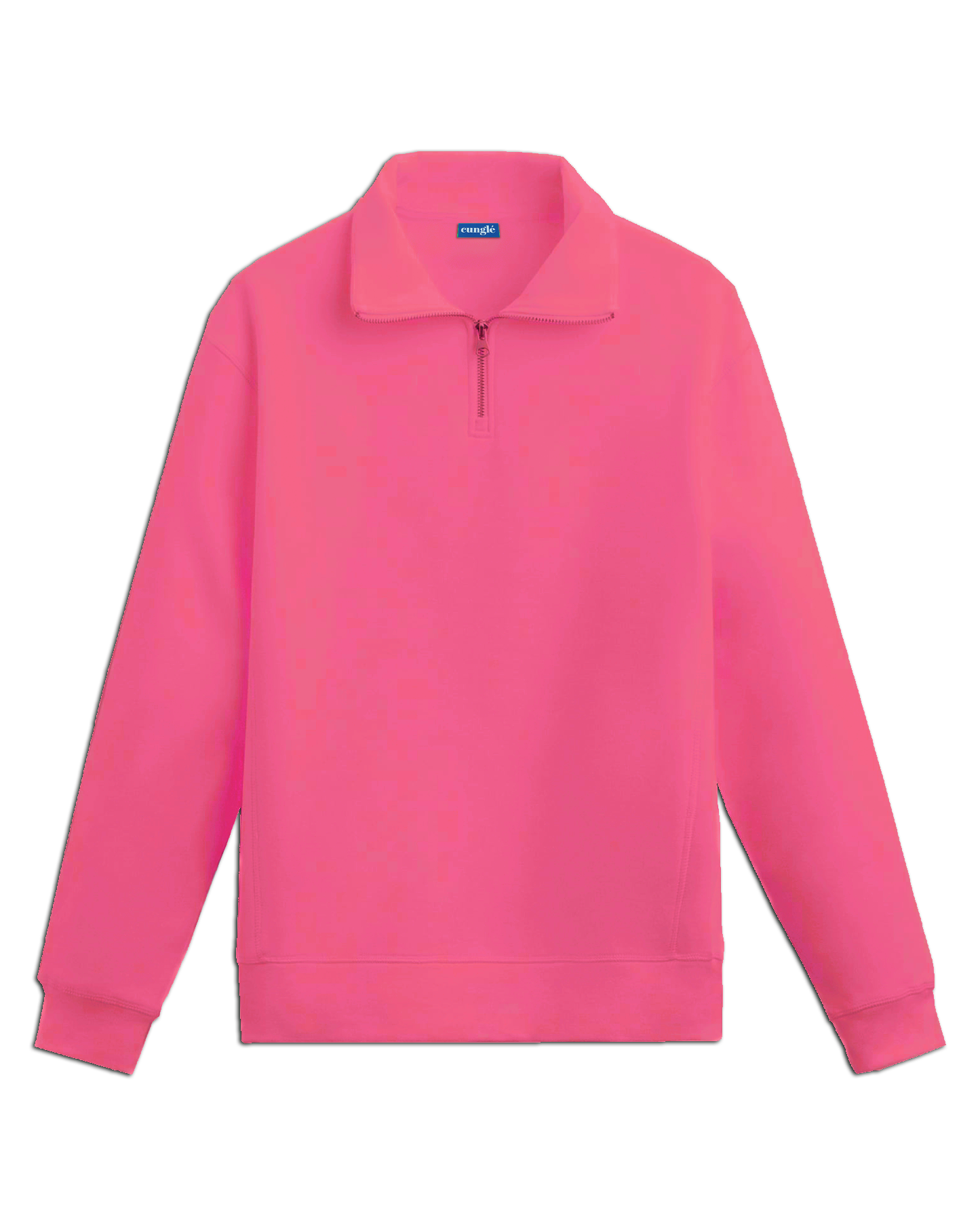 Basic Pembe Yarım Fermuarlı Sweatshirt